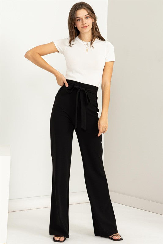 Seeking Sultry High-Waisted Tie Front Flared Pants by HYFVE | Fleurcouture