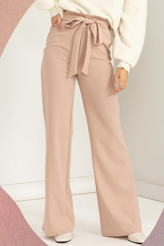 Seeking Sultry High-Waisted Tie Front Flared Pants L.MAUVE S by HYFVE | Fleurcouture