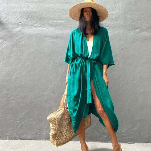 Sely Kimono &amp; Cover-up Green OS by ClaudiaG Apparel | Fleurcouture