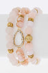 Semi Precious Mix Beads Stretch Bracelet Set Pink O/S by LA Jewelry Plaza | Fleurcouture