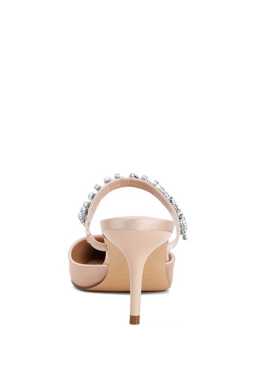 Sena Diamante Stiletto Mules Sandals by Rag Company | Fleurcouture