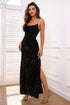 Sequin Backless Split Maxi Dress Black XS Women&