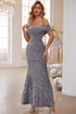 Sequin Off-Shoulder Wrap Dress Silver XS Women&