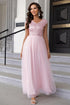 Sequin V-Neck Mesh Maxi Dress Blush Pink XS Women&