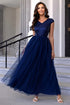 Sequin V-Neck Mesh Maxi Dress Dark Blue XS Women&