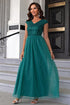 Sequin V-Neck Mesh Maxi Dress Turquoise XS Women&