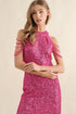 SEQUINS BODYCON PARTY DRESS WITH SHOULDER BEADS Fuchsia S by Sweet Generis | Fleurcouture