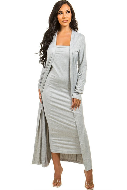 SEXY 2PCS DRESS SET GREY by By Claude | Fleurcouture