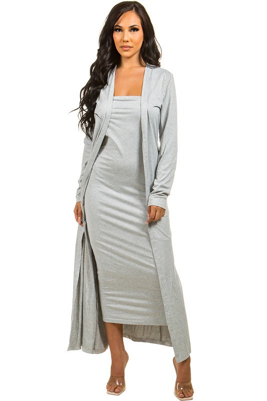 SEXY 2PCS DRESS SET GREY S by By Claude | Fleurcouture