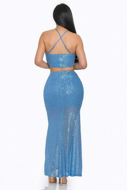 Sexy Back Sequin Maxi Dress by Fleurcouture | Fleurcouture