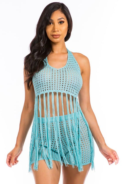 SEXY BEACH STYLE CROCHET SET TEAL by By Claude | Fleurcouture