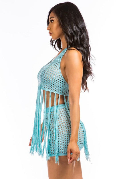 SEXY BEACH STYLE CROCHET SET TEAL by By Claude | Fleurcouture