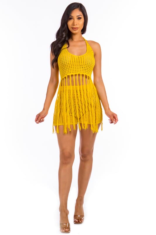 SEXY BEACH STYLE CROCHET SET YELLOW by By Claude | Fleurcouture