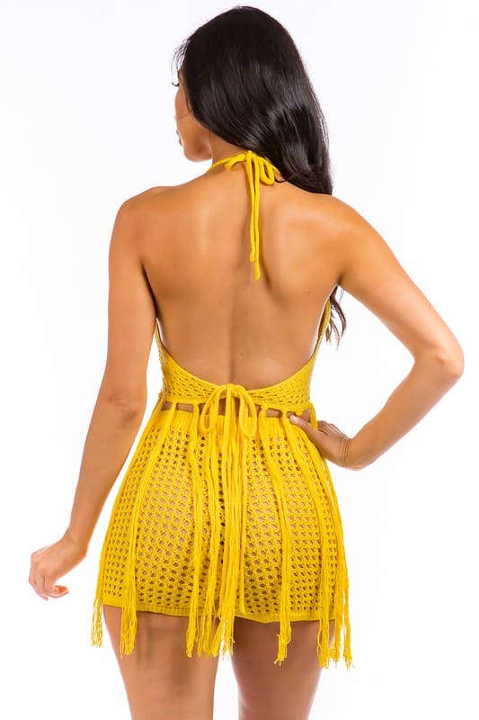 SEXY BEACH STYLE CROCHET SET YELLOW by By Claude | Fleurcouture