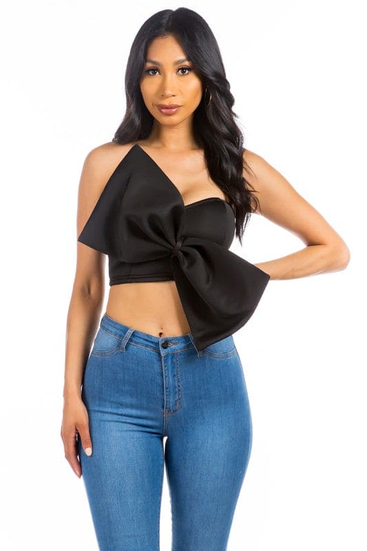 SEXY BOW-TIE TOP BLACK by By Claude | Fleurcouture