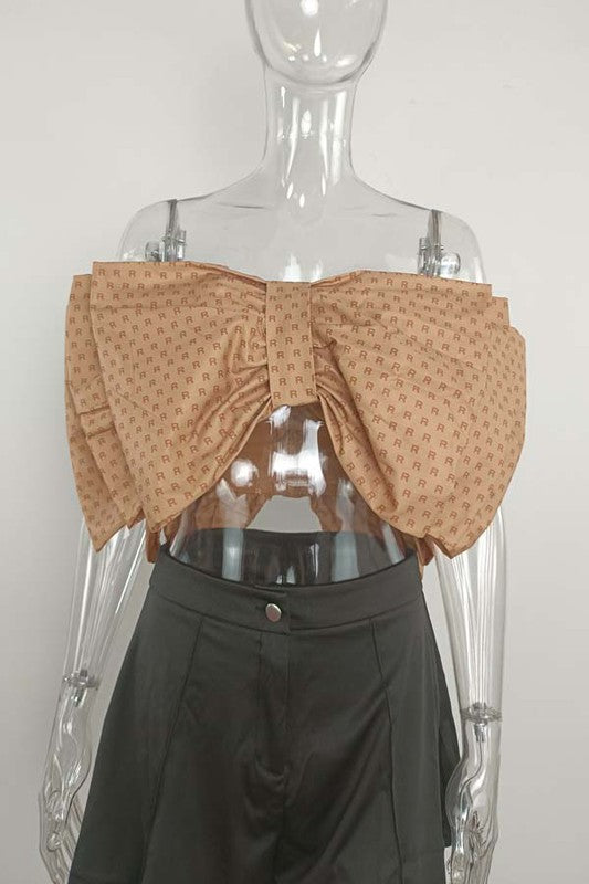 SEXY BOW-TIE TOP KHAKI S by By Claude | Fleurcouture