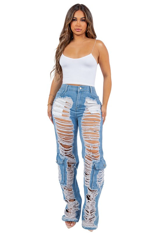 SEXY CARGO STYLE DENIM JEANS by By Claude | Fleurcouture