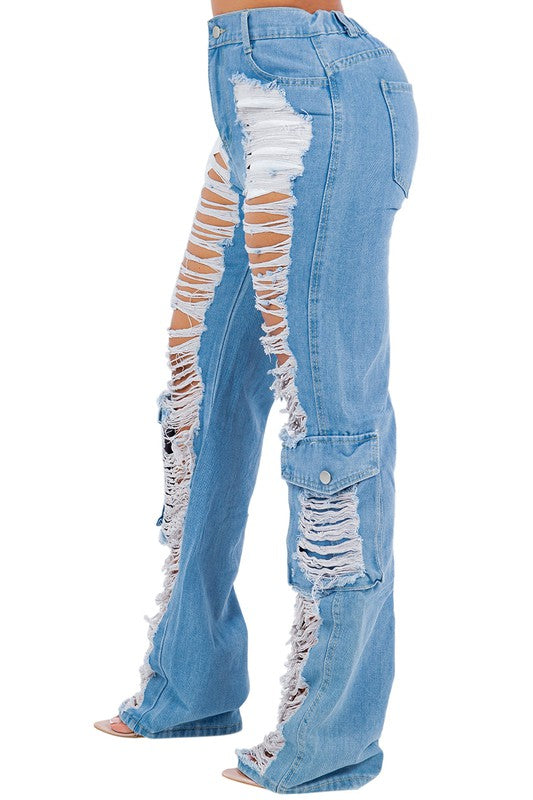 SEXY CARGO STYLE DENIM JEANS by By Claude | Fleurcouture