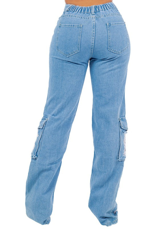 SEXY CARGO STYLE DENIM JEANS by By Claude | Fleurcouture