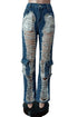 SEXY CARGO STYLE DENIM JEANS DARK DENIM S by By Claude | Fleurcouture