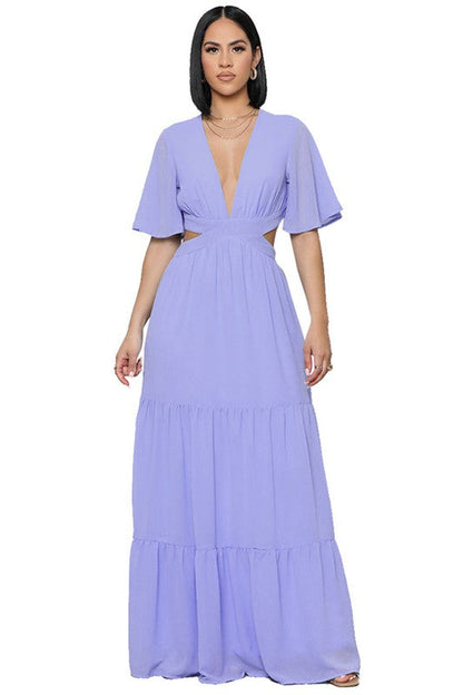 SEXY CHIFFON MAXI DRESS LAVENDER L by By Claude | Fleurcouture