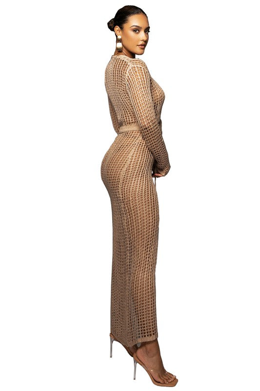 SEXY CROCHET HOLLOW CARVED MAXI DRESS by By Claude | Fleurcouture