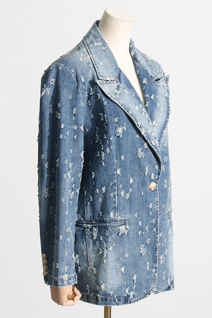 SEXY DENIM BLAZER JACKET BLUE by By Claude | Fleurcouture