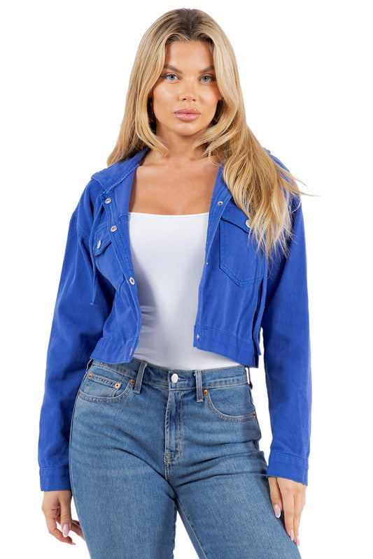 SEXY DENIM FASHION JACKET ROYAL BLUE by By Claude | Fleurcouture