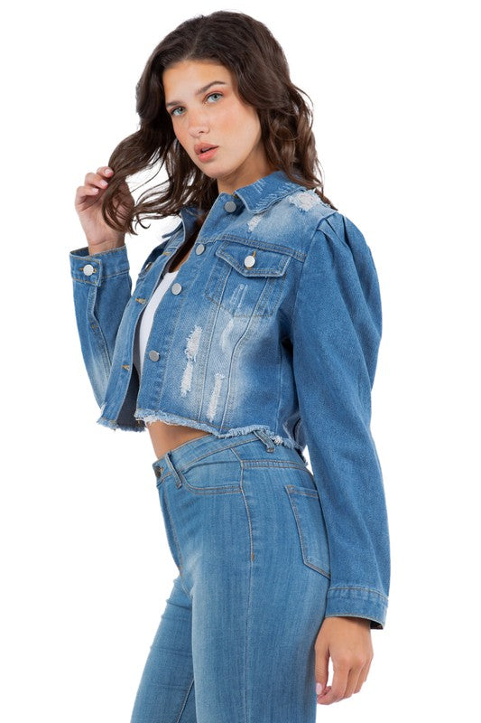 SEXY DENIM JACKET BLUE by By Claude | Fleurcouture