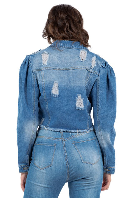 SEXY DENIM JACKET BLUE by By Claude | Fleurcouture