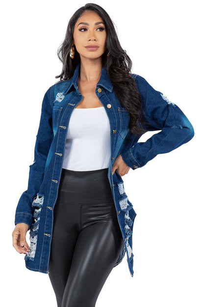 SEXY DENIM JACKET DRESS NAVY BLUE by By Claude | Fleurcouture