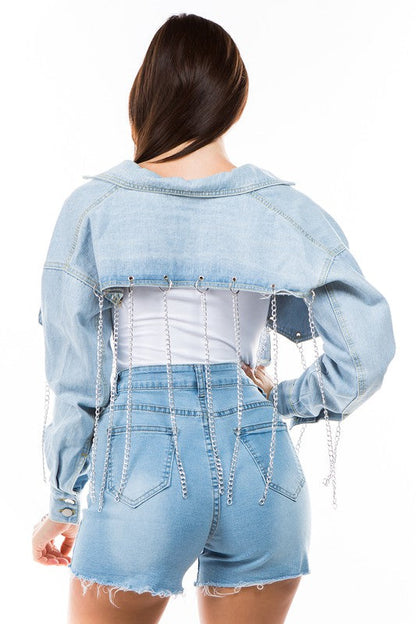 SEXY DENIM JACKET LIGHT BLUE by By Claude | Fleurcouture