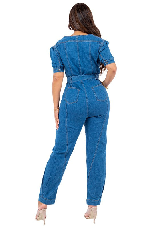 SEXY DENIM JUMPSUIT NAVY by By Claude | Fleurcouture