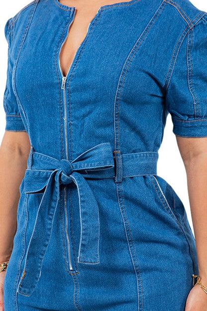 SEXY DENIM JUMPSUIT NAVY by By Claude | Fleurcouture