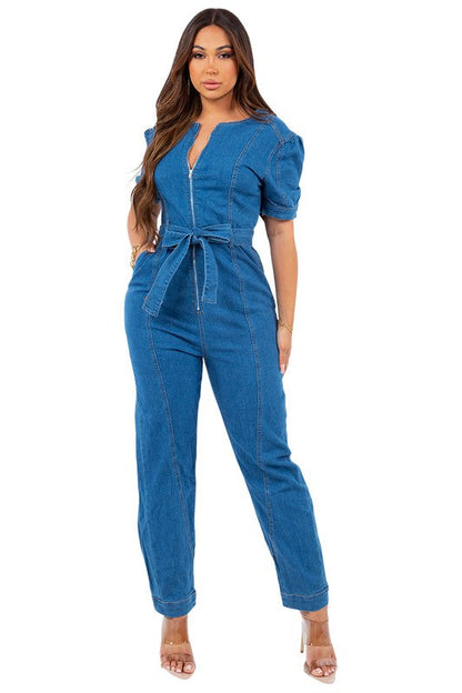 SEXY DENIM JUMPSUIT NAVY S by By Claude | Fleurcouture