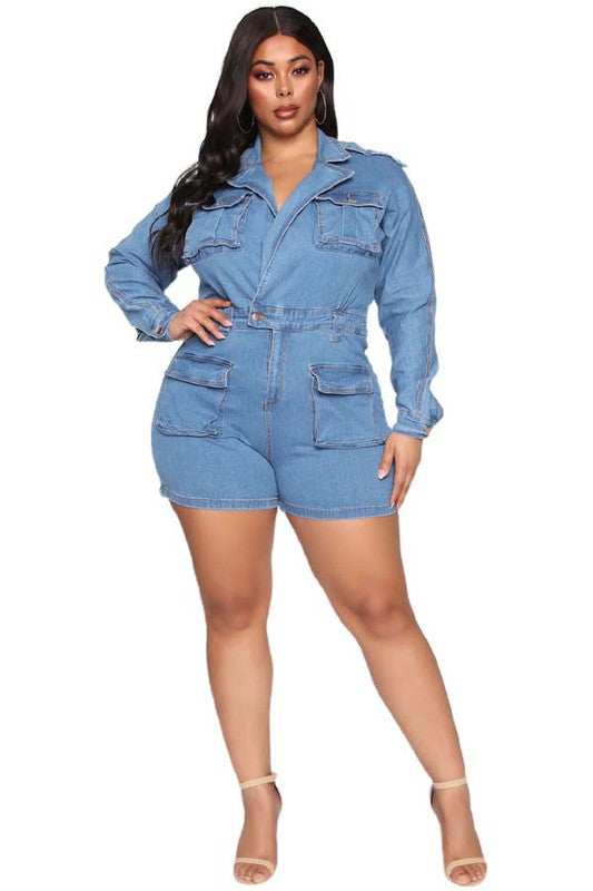 SEXY DENIM ROMPER DARK DENIM by By Claude | Fleurcouture