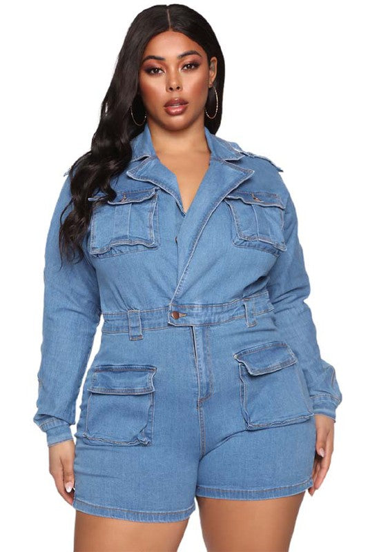 SEXY DENIM ROMPER DARK DENIM by By Claude | Fleurcouture