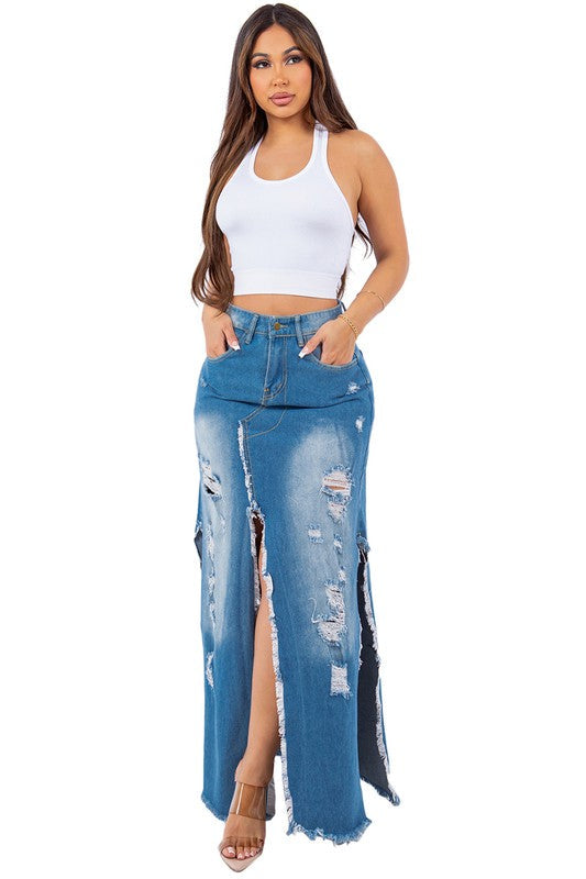 SEXY DENIM SKIRT BLUE by By Claude | Fleurcouture