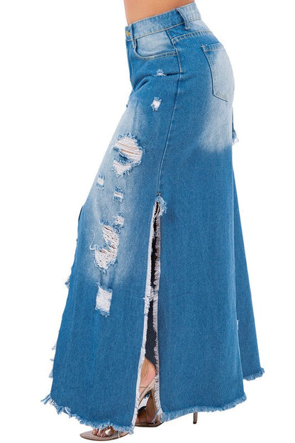 SEXY DENIM SKIRT BLUE by By Claude | Fleurcouture