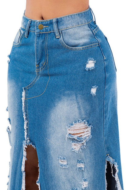 SEXY DENIM SKIRT BLUE by By Claude | Fleurcouture