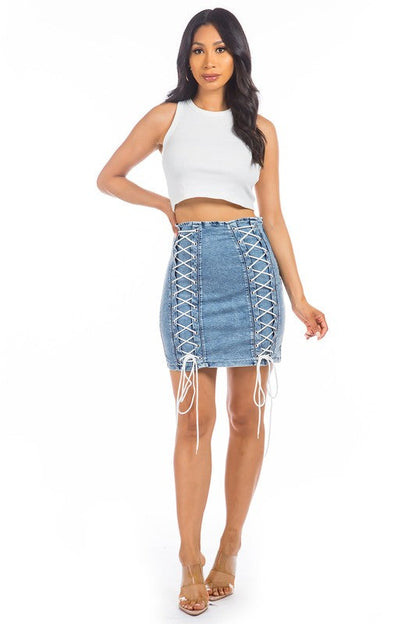 SEXY DENIM SKIRTS BLUE by By Claude | Fleurcouture