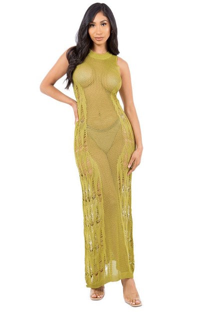 SEXY FASHION CROCHET DRESS GREEN by By Claude | Fleurcouture