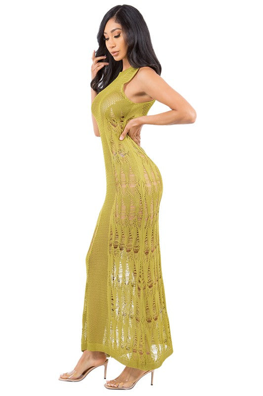 SEXY FASHION CROCHET DRESS GREEN by By Claude | Fleurcouture