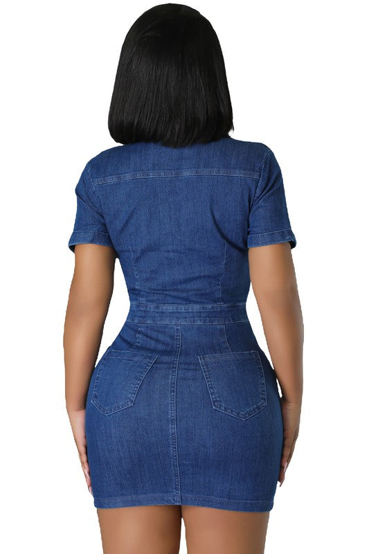 SEXY FASHION DENIM DRESS NAVY by By Claude | Fleurcouture