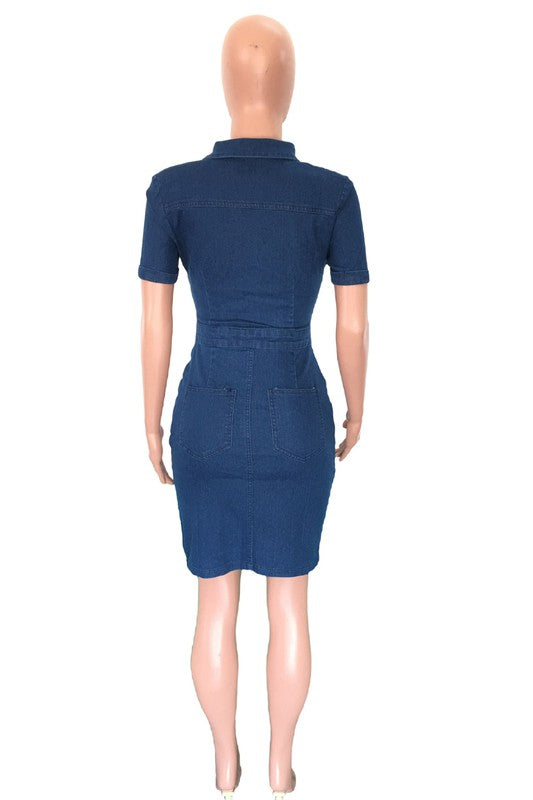 SEXY FASHION DENIM DRESS NAVY by By Claude | Fleurcouture