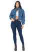 SEXY FASHION DENIM PUFFER JACKET BLUE L by By Claude | Fleurcouture