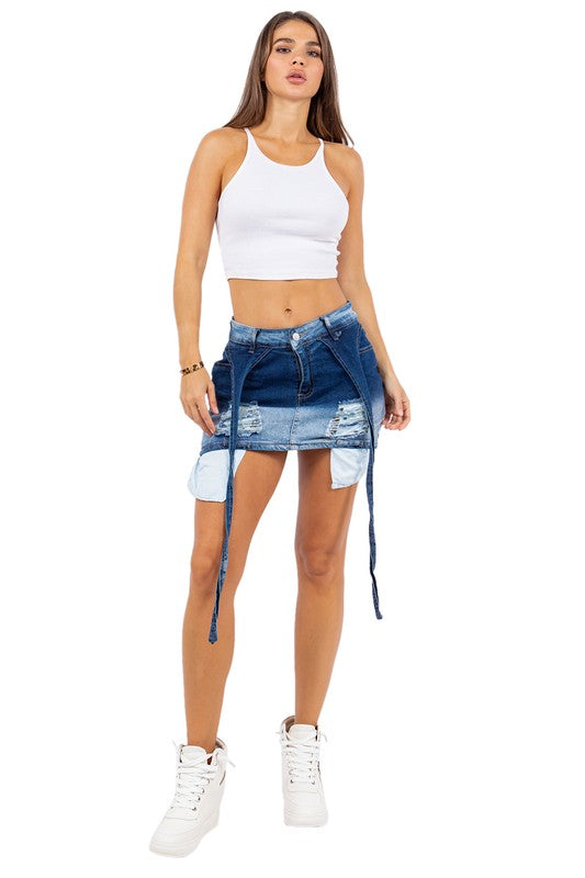 SEXY FASHION DENIM SKIRT BLUE S by By Claude | Fleurcouture