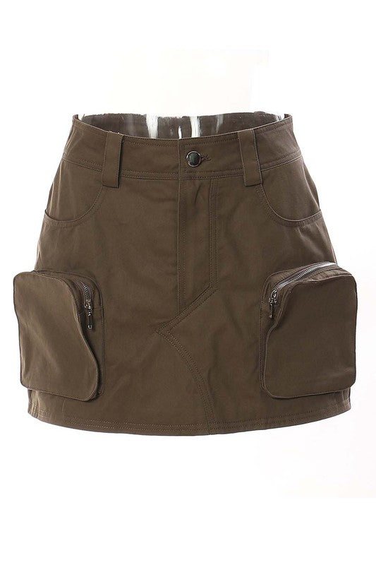 SEXY FASHION MINI SKIRT KHAKI S by By Claude | Fleurcouture