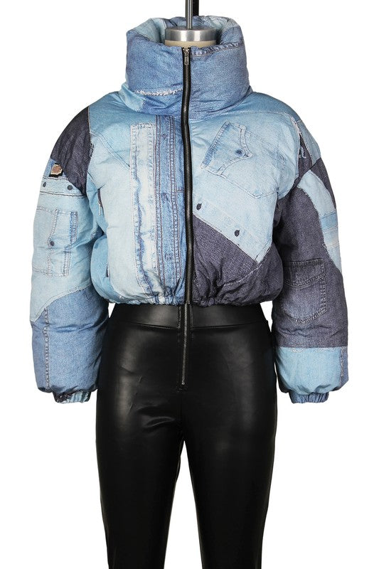 SEXY FASHION PUFFER JACKET BLUE by By Claude | Fleurcouture