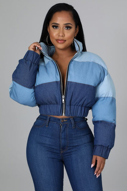 SEXY FASHION PUFFER JACKET BLUE L by By Claude | Fleurcouture